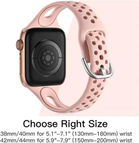 img 2 attached to 📱 Getino Apple Watch Bands 38mm 40mm 42mm 44mm 41mm 45mm for Women Men, Soft and Breathable Slim Band Compatible with iWatch Series 7 SE 6 5 4 3 2 1, Black/Pink/Gray/White 38/40/41mm