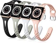📱 getino apple watch bands 38mm 40mm 42mm 44mm 41mm 45mm for women men, soft and breathable slim band compatible with iwatch series 7 se 6 5 4 3 2 1, black/pink/gray/white 38/40/41mm logo