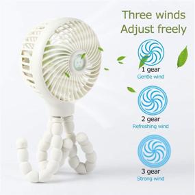 img 4 attached to GENNISSY Portable Stroller Fan for Baby, 2600mAh Battery Operated Handheld Fan with Flexible Octopus Tripod, USB Foldable Fan for Office, Car, Traveling, BBQ, Gym - 3 Speeds