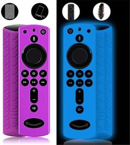 img 3 attached to 🔥 MBODM 2 Pack Firestick Remote Cover: Silicone Compatible with 4K Firestick TV Stick, Lightweight Anti-Slip Shockproof - Fluorescent Blue+Purple