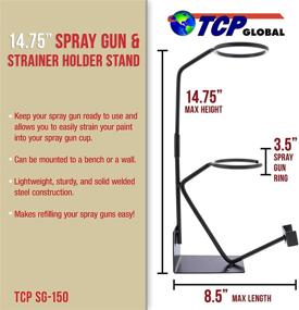 img 3 attached to TCP Global Gravity Feed Paint Spray Gun 🖌️ Holder Stand: Wall/Bench Mount, HVLP - With Strainer Holder