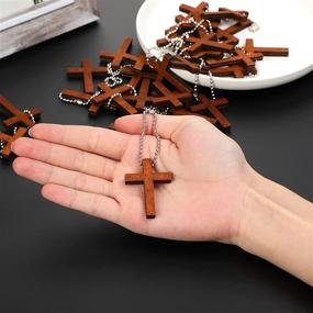 img 2 attached to 🌲 Mini Wood Cross Pendant- Wooden Charm for Men and Women- DIY Necklace, Bracelet, Earring- Jewelry Craft Making