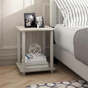 img 2 attached to 🔲 Furinno Simplistic Sonoma Oak/White End Table: Compact and Stylish Furniture for Modern Homes
