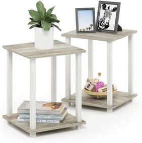 img 1 attached to 🔲 Furinno Simplistic Sonoma Oak/White End Table: Compact and Stylish Furniture for Modern Homes