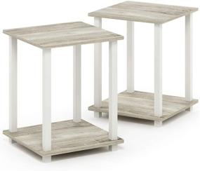 img 4 attached to 🔲 Furinno Simplistic Sonoma Oak/White End Table: Compact and Stylish Furniture for Modern Homes