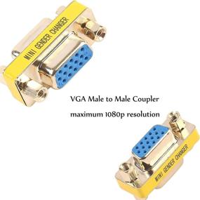 img 3 attached to Benfei 2-Pack VGA Coupler: HD15 Female to Female Adapter with Gold-Plated Cord – Enhance VGA/SVGA Connection