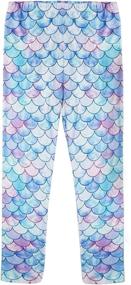 img 4 attached to Magical Fantasy: Kid Girl's High-Waisted Unicorn Rainbow Mermaid Leggings - Soft, Stretchy and Slim-Fitting Tights