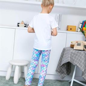 img 2 attached to Magical Fantasy: Kid Girl's High-Waisted Unicorn Rainbow Mermaid Leggings - Soft, Stretchy and Slim-Fitting Tights