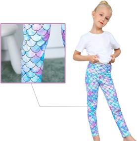 img 1 attached to Magical Fantasy: Kid Girl's High-Waisted Unicorn Rainbow Mermaid Leggings - Soft, Stretchy and Slim-Fitting Tights