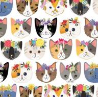 🌈 vibrant rainbow colors - kitty cat gift wrap paper, 2.5 feet x 10 feet, flat folded, no rolling - kitty cat design logo