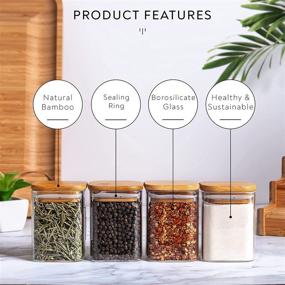 img 2 attached to 🏺 Laramaid 7oz 12Packs Glass Jars Set, Square Spice Jars with Bamboo Lids and Custom Labels, Food Storage Canisters for Home Kitchen, Spices, Herbs, Seasonings, Seeds, Tea, Sugar, Salt