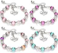 💎 yaomiao 4-piece granddaughter bracelet set: rhinestone ball & faux pearl charms for girls logo