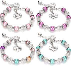 img 4 attached to 💎 Yaomiao 4-Piece Granddaughter Bracelet Set: Rhinestone Ball & Faux Pearl Charms for Girls