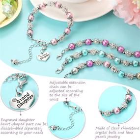 img 3 attached to 💎 Yaomiao 4-Piece Granddaughter Bracelet Set: Rhinestone Ball & Faux Pearl Charms for Girls