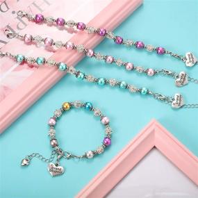 img 1 attached to 💎 Yaomiao 4-Piece Granddaughter Bracelet Set: Rhinestone Ball & Faux Pearl Charms for Girls