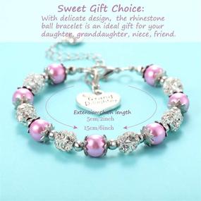 img 2 attached to 💎 Yaomiao 4-Piece Granddaughter Bracelet Set: Rhinestone Ball & Faux Pearl Charms for Girls