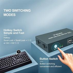 img 2 attached to 💻 Efficient KVM Switch HDMI 2 Port Box: UHD 4K@30Hz, 3D, 1080P Supported, No Power Adapter Needed, with 2 USB and 2 HDMI Cables