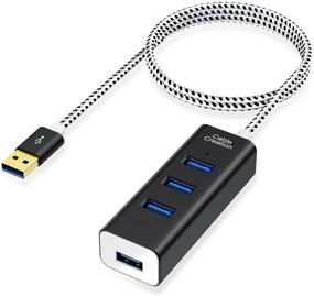 img 4 attached to 🔌 CableCreation 4-Port USB 3.0 Hub with 4.9ft Extension Cable - High-Speed Data Transfer for MacBook Pro, iMac, PC, Laptop, USB Flash Drives, Surface Pro, XPS - Aluminum Black