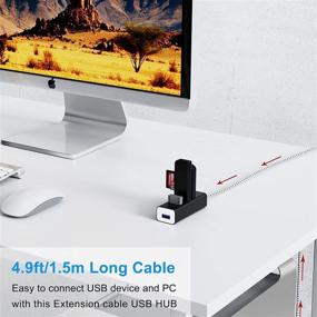 img 1 attached to 🔌 CableCreation 4-Port USB 3.0 Hub with 4.9ft Extension Cable - High-Speed Data Transfer for MacBook Pro, iMac, PC, Laptop, USB Flash Drives, Surface Pro, XPS - Aluminum Black