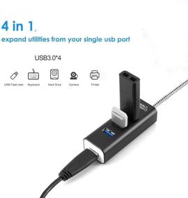 img 2 attached to 🔌 CableCreation 4-Port USB 3.0 Hub with 4.9ft Extension Cable - High-Speed Data Transfer for MacBook Pro, iMac, PC, Laptop, USB Flash Drives, Surface Pro, XPS - Aluminum Black