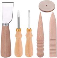 🔹 leathercraft essentials set: leather knife, 2 sizes of leather edge beveler, and 3 pcs of wood leathercraft edge slicker burnisher. ideal handle leather tools for diy leather craft logo