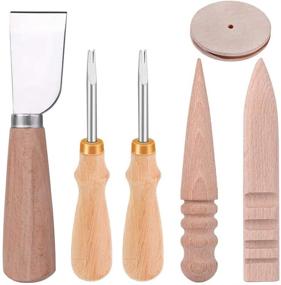 img 4 attached to 🔹 Leathercraft Essentials Set: Leather Knife, 2 Sizes of Leather Edge Beveler, and 3 PCS of Wood Leathercraft Edge Slicker Burnisher. Ideal Handle Leather Tools for DIY Leather Craft