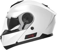 yema ym-926 motorcycle modular full face helmet - dot approved, bluetooth enabled, sun visor, white (adult-men, youth, women) logo