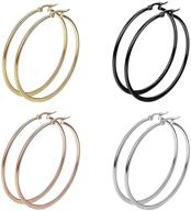 🏼 bodyj4you 8-piece hoop earrings set for girls and women - stainless steel, rose gold, and black fashion jewelry logo