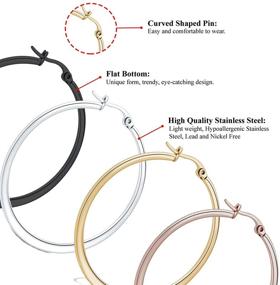 img 3 attached to 🏼 BodyJ4You 8-Piece Hoop Earrings Set for Girls and Women - Stainless Steel, Rose Gold, and Black Fashion Jewelry