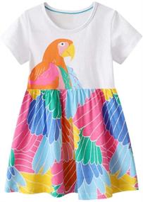 img 4 attached to 👗 Adorable WRHPZW Toddler Girl Casual Summer Dress: Short Sleeve, Appliques, and Striped Kids Dresses