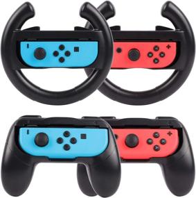 img 4 attached to 🎮 Enhanced Steering Wheel Grip for Nintendo Switch Accessories - Perfect Gifts for Men, Nintendo Switch Mario Kart Racing Game, 4 Racing Wheels Lightweight Gadgets with Comfort Handle for Family Party