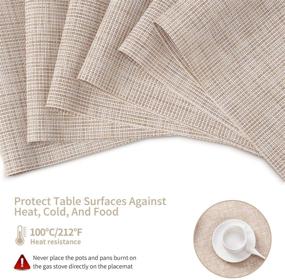 img 2 attached to 🍽️ SD SENDAY Placemats: Set of 8 Heat-Resistant, Stain-Resistant PVC Table Mats - Anti-Skid, Washable, Durable, Woven Vinyl Placemats (Beige, 12"x18")