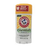 🧴 arm & hammer essentials solid deodorant, unscented, 2.5 oz, 6 count: odor protection for extended use logo
