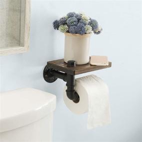 img 1 attached to 🧻 Industrial Toilet Paper Holder with Wooden Shelf and Cast Iron Hardware for Bathroom/Washroom by EXCELLO GLOBAL PRODUCTS