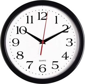 img 4 attached to 🕙 Silent Non Ticking 10 Inch Black Wall Clock - Quality Quartz Battery Operated, Easy to Read for Home, Office, Classroom, School - Bernhard Products