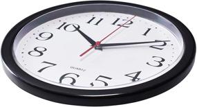 img 2 attached to 🕙 Silent Non Ticking 10 Inch Black Wall Clock - Quality Quartz Battery Operated, Easy to Read for Home, Office, Classroom, School - Bernhard Products