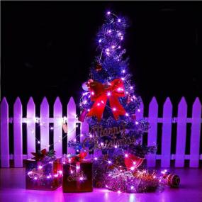 img 1 attached to 🔮 ER CHEN Battery Operated Fairy Lights: 100 LED Twinkle Firefly Lights, Waterproof & Remote Controlled – Perfect Indoor/Outdoor Decor (Purple)