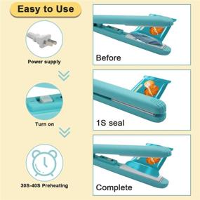 img 2 attached to 🔐 Heat Sealer Bag Clips Kitchen Gadgets, TCDO Chip Bag Sealer Machine for Plastic Bags, Snack Bags, and Food Saver Bags, Light Blue - Ideal for Food Storage