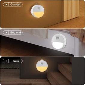 img 1 attached to 🏠 Повысьте безопасность и атмосферу вашего дома с батарейными активными светодиодными ночными светильниками Onsinn с датчиком движения - светло-теплый и нейтрально-белый свет светодиодных светильников-подсветок для шкафа, коридора, прихожей и освещения на лестнице - белый цвет, 3 штуки