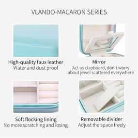 img 2 attached to 💍 Vlando Small Travel Jewelry Box Organizer: Stylish Blue Display Case with Mirror for Girls and Women - Ideal Rings, Earrings, and Necklaces Storage Gift