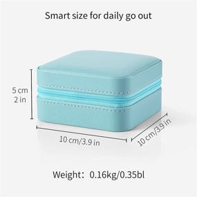 img 3 attached to 💍 Vlando Small Travel Jewelry Box Organizer: Stylish Blue Display Case with Mirror for Girls and Women - Ideal Rings, Earrings, and Necklaces Storage Gift