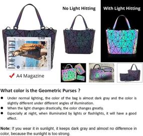 img 3 attached to Geometric Purses Handbags Holographic Reflective Women's Handbags & Wallets