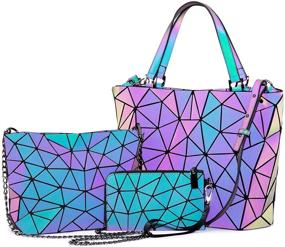 img 4 attached to Geometric Purses Handbags Holographic Reflective Women's Handbags & Wallets