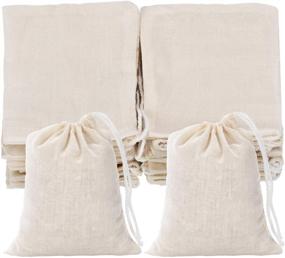 img 4 attached to 🛍️ Tatuo 50 Pieces Cotton Drawstring Bags: Versatile Muslin Sachet Bags for Home Supplies (3x4 Inches)