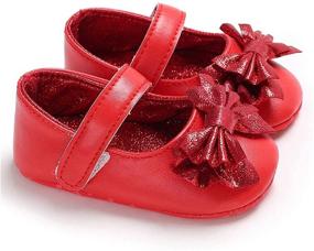 img 2 attached to 👶 LAFEGEN Baby Girls Mary Jane Flats with Bowknot Non-Slip Soft Sole PU Leather Newborn Infant Toddler First Walker Crib Dress Shoes