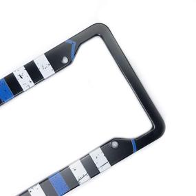 img 3 attached to 🚔 Blue Lives Matter USA Flag License Plate Frame: Aluminum Composite Tie Flag Themed License Plate Frame with Blue Shield to Support Law Enforcement - Auto Car Truck Tag Holder for US Standard Size Plates