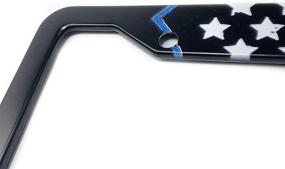 img 2 attached to 🚔 Blue Lives Matter USA Flag License Plate Frame: Aluminum Composite Tie Flag Themed License Plate Frame with Blue Shield to Support Law Enforcement - Auto Car Truck Tag Holder for US Standard Size Plates