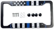 🚔 blue lives matter usa flag license plate frame: aluminum composite tie flag themed license plate frame with blue shield to support law enforcement - auto car truck tag holder for us standard size plates logo