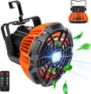 ⛺️ rechargeable camping tent fan with led lantern - 50 hours working time, usb & remote control, power bank, 180° head rotation - portable & cordless camp fan for beach, picnic логотип
