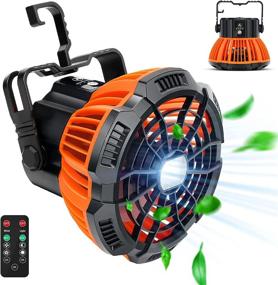 img 4 attached to ⛺️ Rechargeable Camping Tent Fan with LED Lantern - 50 Hours Working Time, USB & Remote Control, Power Bank, 180° Head Rotation - Portable & Cordless Camp Fan for Beach, Picnic